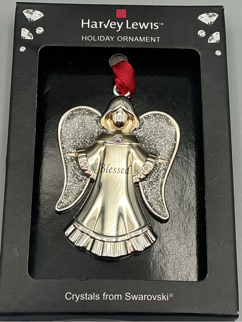 Harvey Lewis Holiday Angel Ornament - Silvertone